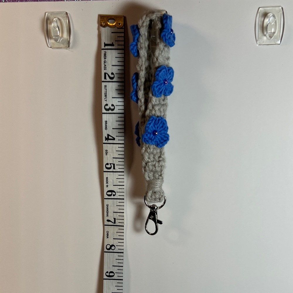 Gray and Blue Beaded Key Holder Accessory